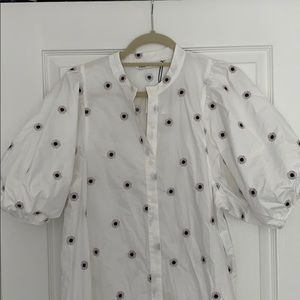 Zara puff sleeve poplin maxi dress